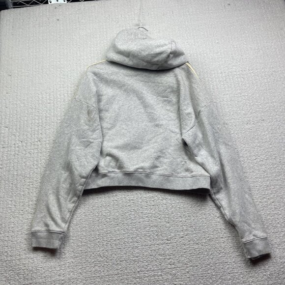 TNA Aritzia Cropped Hoodie Womens Size M White Icon Striped Sleeves Cozy Read - Picture 12 of 16